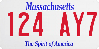 MA license plate 124AY7