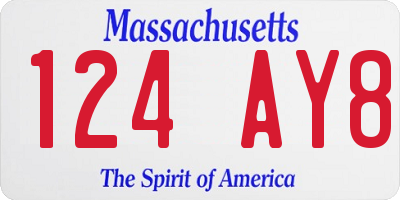 MA license plate 124AY8