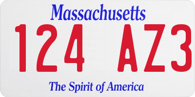MA license plate 124AZ3