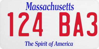 MA license plate 124BA3