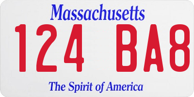 MA license plate 124BA8