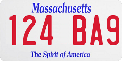 MA license plate 124BA9