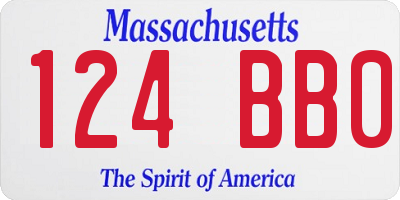 MA license plate 124BB0