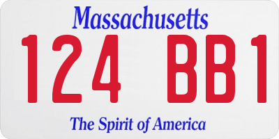 MA license plate 124BB1
