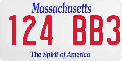 MA license plate 124BB3