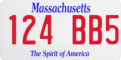 MA license plate 124BB5