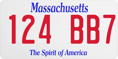 MA license plate 124BB7