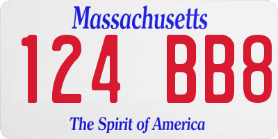 MA license plate 124BB8