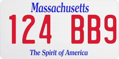 MA license plate 124BB9
