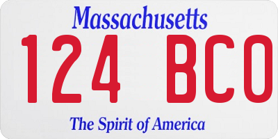 MA license plate 124BC0