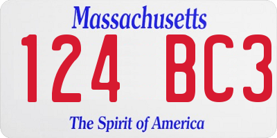 MA license plate 124BC3