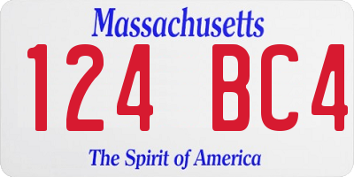 MA license plate 124BC4