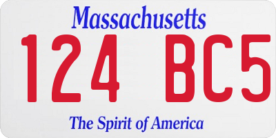 MA license plate 124BC5