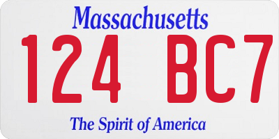 MA license plate 124BC7