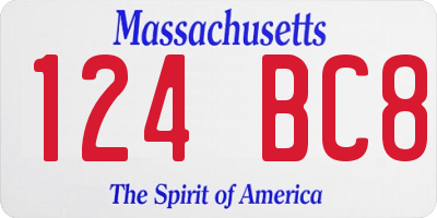 MA license plate 124BC8