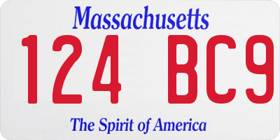 MA license plate 124BC9