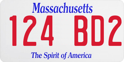 MA license plate 124BD2