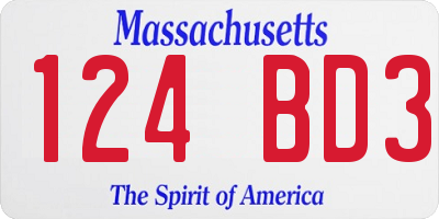MA license plate 124BD3
