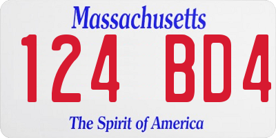 MA license plate 124BD4