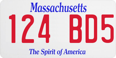 MA license plate 124BD5