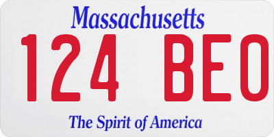 MA license plate 124BE0
