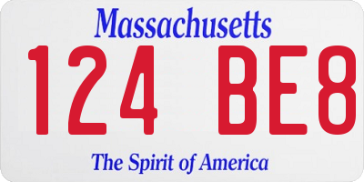 MA license plate 124BE8
