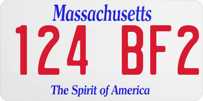 MA license plate 124BF2