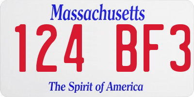 MA license plate 124BF3