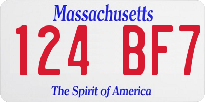 MA license plate 124BF7