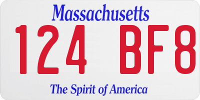 MA license plate 124BF8