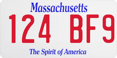 MA license plate 124BF9