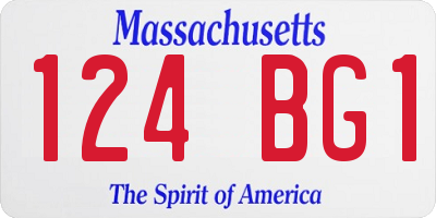 MA license plate 124BG1