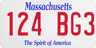MA license plate 124BG3