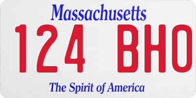 MA license plate 124BH0
