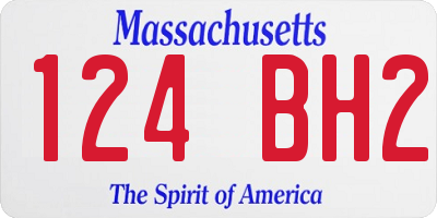 MA license plate 124BH2