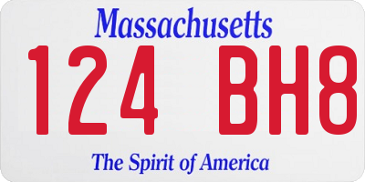 MA license plate 124BH8