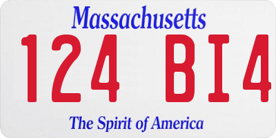 MA license plate 124BI4