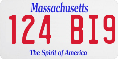 MA license plate 124BI9