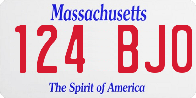 MA license plate 124BJ0