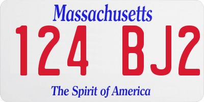 MA license plate 124BJ2