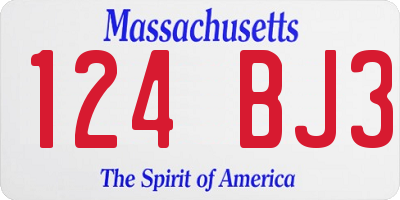 MA license plate 124BJ3