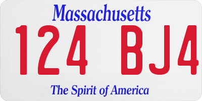 MA license plate 124BJ4