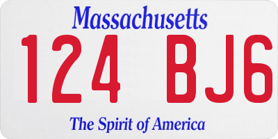 MA license plate 124BJ6