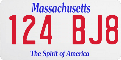 MA license plate 124BJ8