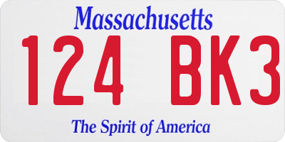 MA license plate 124BK3
