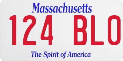 MA license plate 124BL0