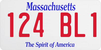 MA license plate 124BL1