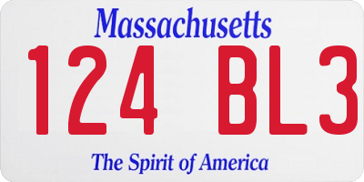 MA license plate 124BL3