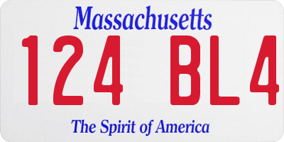 MA license plate 124BL4