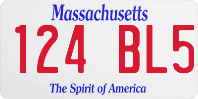 MA license plate 124BL5